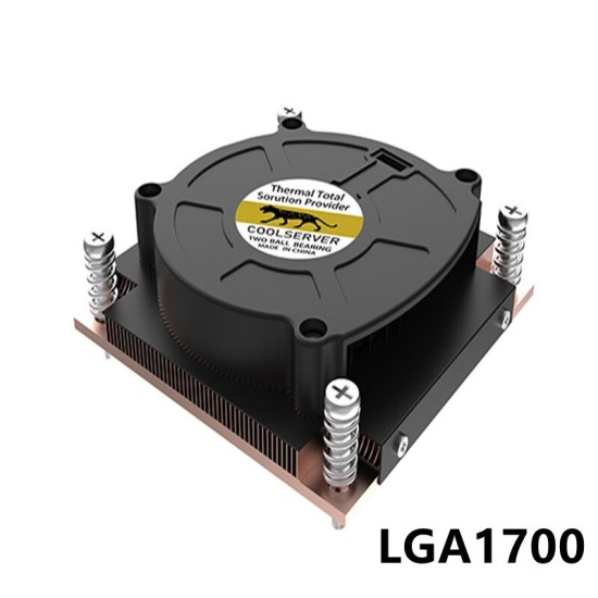 COOLSERVER工控机服务器迷你主机12/13代CPU超薄全铜LGA1700架构1U散热风扇