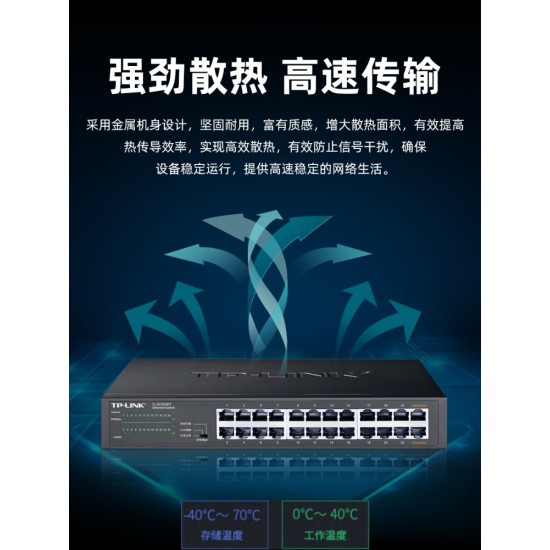 普联TP-LINK16口24口48口全千兆Web网管交换机12路32孔企业级交换器监控网络网线分线器VLAN分流器TL-SG2016D