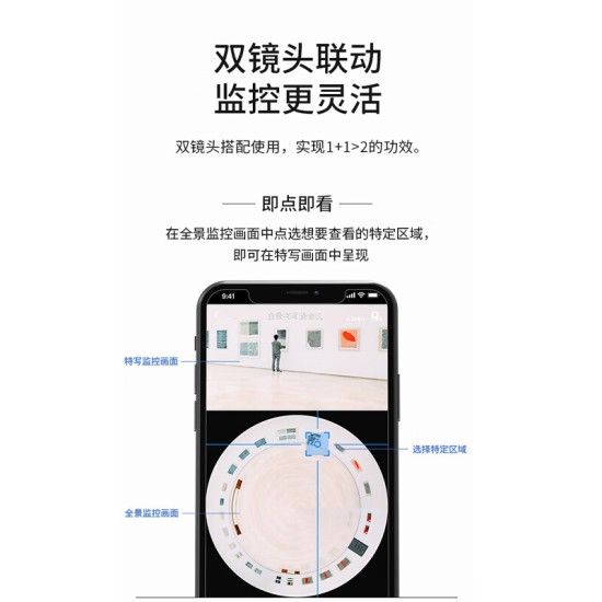 TP-LINK 双目全景鱼眼监控摄像头 360度高清家用企业酒店超市监控器无线WiFi远程网络摄像机 TL-IPC55T2
