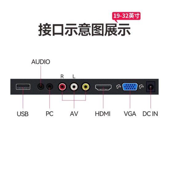 威普森 监控显示器19/21/24/27/32英寸家用电脑显示屏 LED高清节能 工业级安防监视器  壁挂架