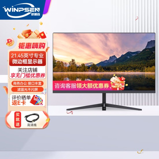 威普森（WINPSEN）监控显示器 电脑显示屏 家用办公 4K超高清节能 工业级安防监视器 可壁挂