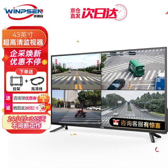 威普森（WINPSEN）19英寸显示器 LED高清监视器 家用办公工业安防监控电脑显示屏 HDMI+VGA接口 可壁挂