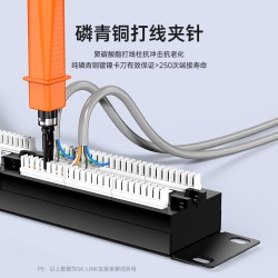 SK-LINK 六类网络配线架24口 CAT6类19英寸机架式1U非屏蔽机柜工程级镀金理线架网线理线槽 SK-P6-24