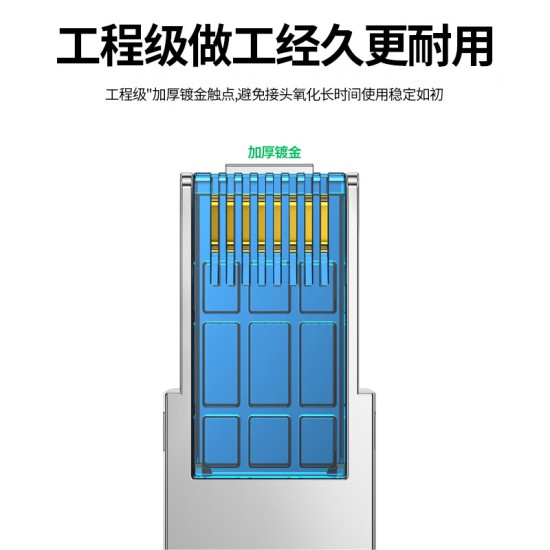 毕亚兹 七类免压水晶头工程级万兆CAT7屏蔽免打网线水晶头无需工具重复使用带线序小白免安装接头单个装