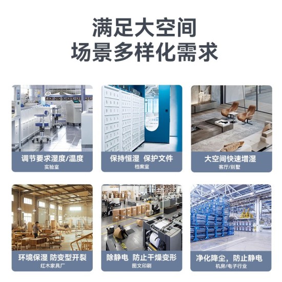湿擎智能无雾加湿器家用湿膜加湿机工业大型商用增湿机办公室客厅室内卧室空气净化机房车间实验室印刷