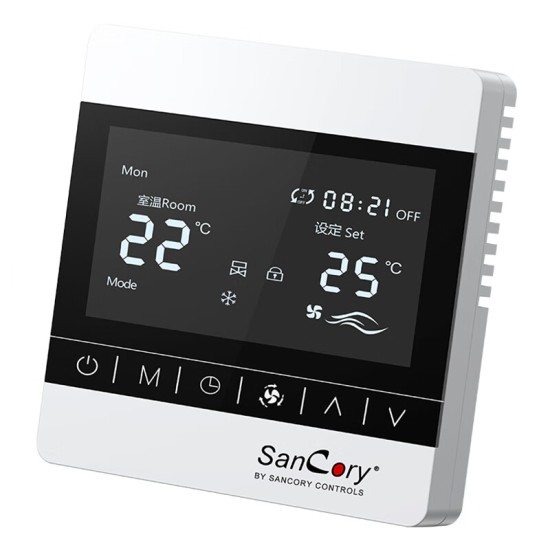 SANCORY中央空调水机风机盘管二管制四管制智能温控器86盒控制开关面板