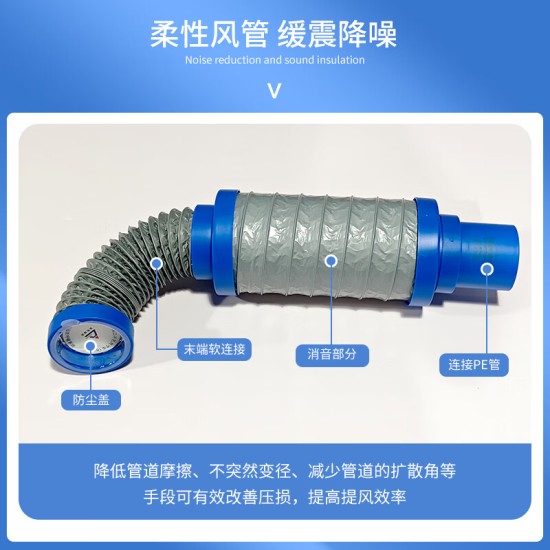 磐烨新风系统专用前端消音主管降噪静音75/110风口中段末端消音器75 110进风排风口